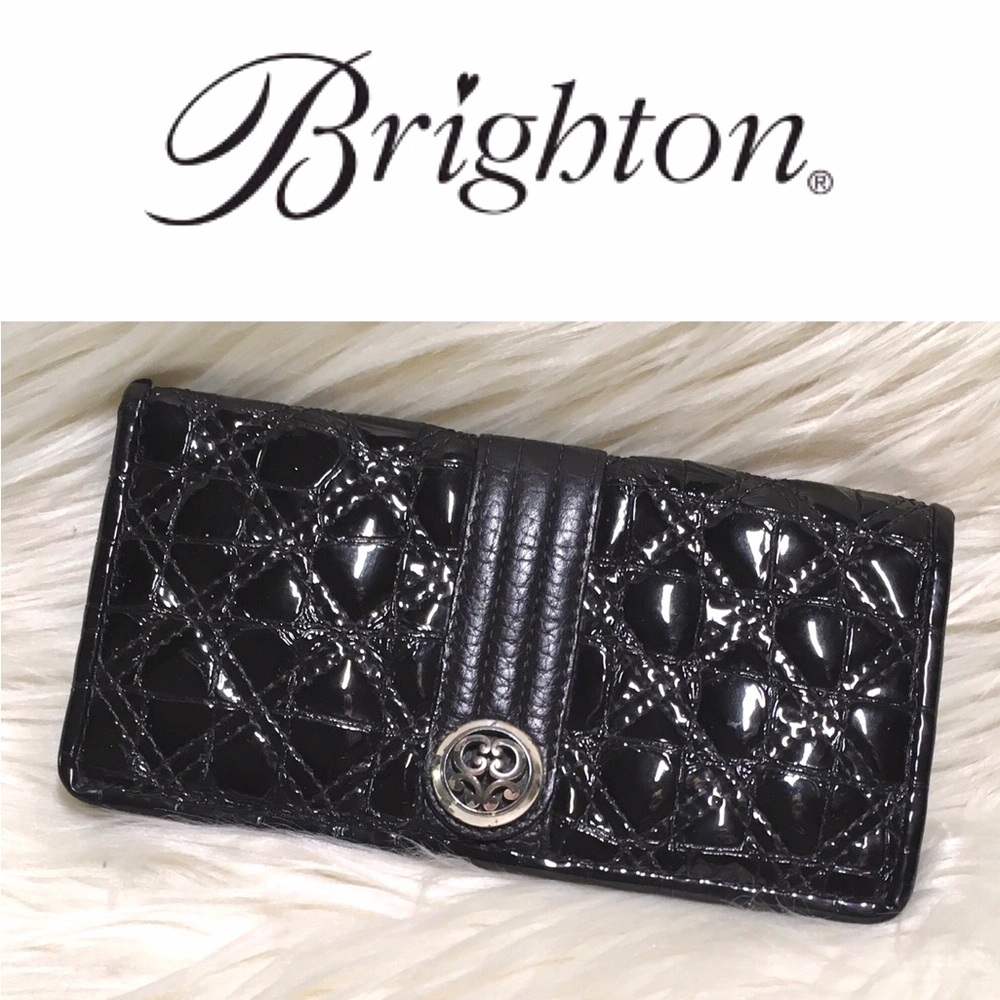 BRIGHTON black patent checkbook wallet